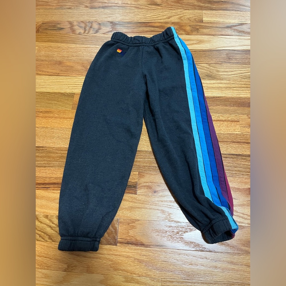 (WORN ONCE) Aviator Nation Multicolored Striped Sweatpants- children’s size 4